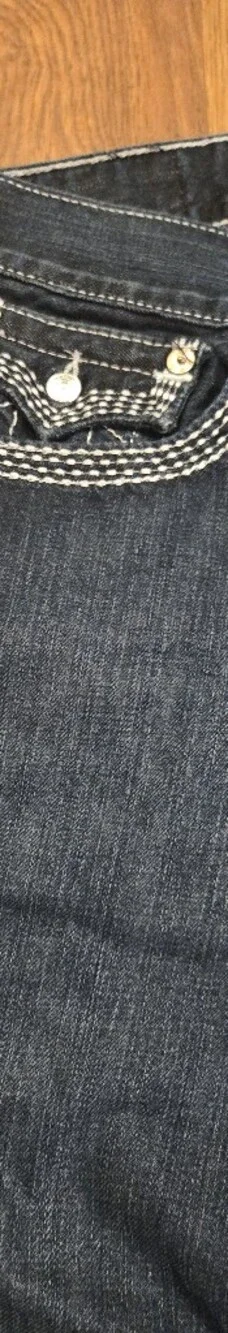 True Religion Ricky Straight Jeans Mens 34x34 Dark Wash Made USA Contrast Stitch